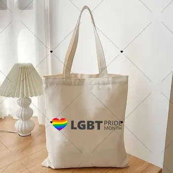 Месец лгбт-прайда с принтом любов, дамски Сгъваема чанта за гейове и лесбийки, голяма преносима ежедневна чанта за пазаруване в екологичен стил