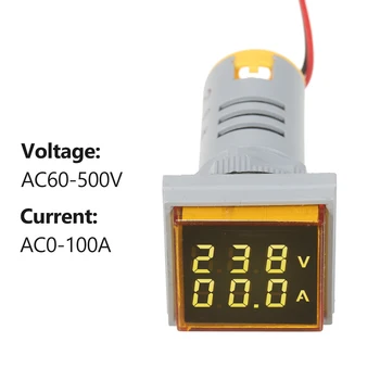 Мини Цифров Вольтамперометр Амперметър Волтметър Двойна Led Индикатор за Измерване на Напрежение и Ток на Монитора Панел ac AC60-500V AC0-100A