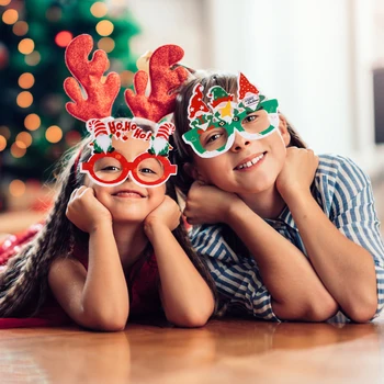 Коледни очила, Дядо Коледа, Снежен човек, Снежинки, хартиени очила, реквизит за снимки, коледна украса за дома, Нова година 2023