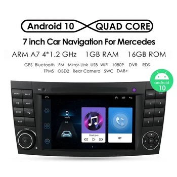 За Mercedes Benz W211 2002-2009 Android 10 четириядрен автомобилен мултимедиен плейър, радио, GPS, WIFI, Bluetooth управление на волана колело