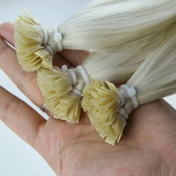 Натрупване на Човешки косъм с плосък връх 1,0 г/направление Китайски Предварително закрепени коса Remy Raw Vrigin Директни италиански кератиновые уши Fusion Hair