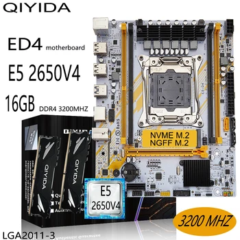 Комплект дънната платка QIYIDA X99 Combo Xeon Kit E5 2650 V4 Процесор в LGA 2011-3 16 GB оперативна памет DDR4 NVME M. 2 NGFF SATA ED4