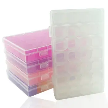 Кутия за Съхранение на Бижута, Прозрачен, с 28 офиса, За Дизайн на ноктите, Бижута, изработени от Планински кристал