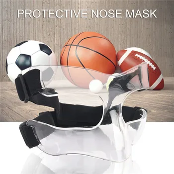 Спортен Шлем за носа, Прозрачна Баскетболно маска, Щит за лице, Защитна маска, Регулируема еластична каишка, Обзавеждане за предотвратяване на сблъсъци
