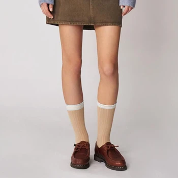 Дамски чорапи от чист памук, универсален чорапи с писмото принтом, подходящи по цвят