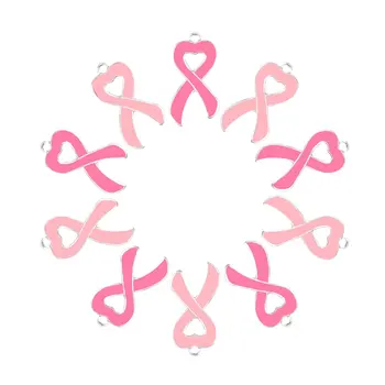 30 бр. розово и ярко-розова лента от рак на млечната жлеза с висулки от планински кристал за бижута със собствените си ръце