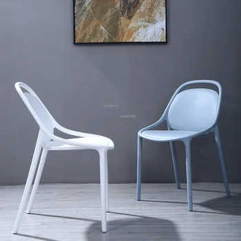 Скандинавска кухненски мебели, пластмасови трапезни столове, креативна дизайнерска облегалка на стола за всекидневната, хотелски стол за трапезария с високи крака КН