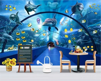 тапети по поръчка beibehang модерен нов 3d подводен свят на фона на делфин, кит декоративна живопис хола тапети