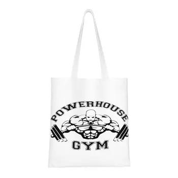 Множество чанта за пазаруване с логото на Powerhouse Gym, дамски холщовая чанта-тоут, здрави торбички за пазаруване на продукти за културизъм и фитнес