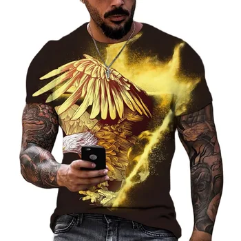 Мъжка тениска с 3D изображение на Орел, Ежедневни, С къс ръкав, Реколта, Harajuku, Голям размер, Лятна мъжки дрехи
