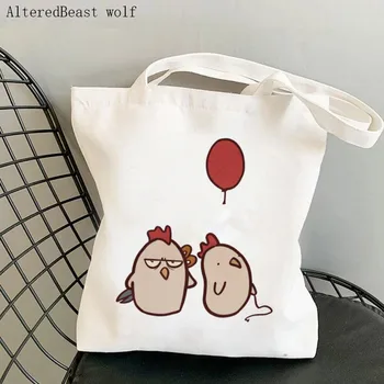 Дамски чанта за пазаруване, чанта с принтом Chicken Derry's Lost Топка, Холщовая чанта за пазаруване в стил Харадзюку, дамски чанти-Тоут на рамото, женствена чанта