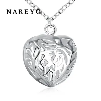 nareyo 925 Сребърно колие с отложено във формата на Сърце, изискан Подарък за жени, подарък за Сватбени партита, бижута