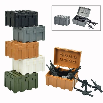 4 бр. Военна оръжейницата на скоростната WW2, калъф за пистолети, тухли, MOC, Спецназовское обзавеждане, арсенала кутия, модел строителни блокове, строителни играчки за деца
