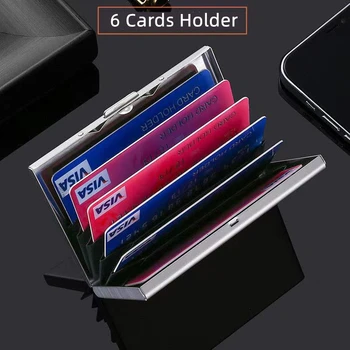 Държач за 6 карти RFID, метален държач за визитки, Портмонета, анти-кражба на чанта, Портмоне, Банкови кредитни автобусни карти на Седалките, Органайзер
