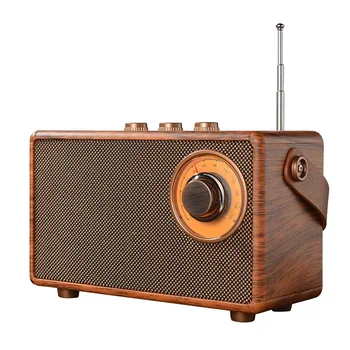 Ретро FM-радио Джобно дървена Bluetooth-радио с басовым говорител, усилвател, MP3 плеър, поддръжка за USB/TF карта/AUX Play
