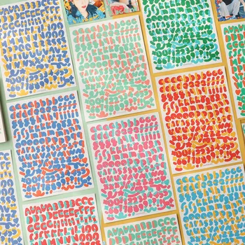 2 елемента Kawaii Цветни букви серия Фотокарточки Етикети Kpop Декоративен материал Сам Бележник Журнальная стикер Ученически канцеларски материали