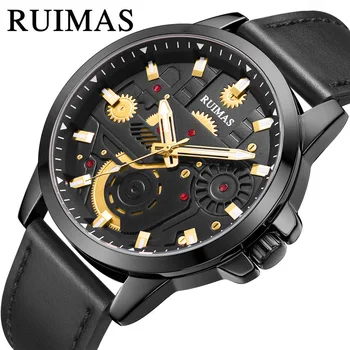 Най-добрата марка RUIMAS 2020, нови мъжки военни спортни часовници, ежедневни кожена каишка, Японски кварцов ръчен часовник, Водоустойчив подарък Relogios 307