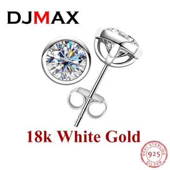 DJMAX 2cttw D Color Обеци-карамфил с муассанитом и диаманти, обици от сребро 925 проба за Жени, подаръци на едро