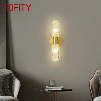 SOFITY Модерен Месинг, с монтиран на стената Лампа LED Златен Мед Стенни Luxuri Креативен Интериор за Дома, Хол, Спалня