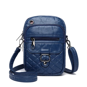 Модерен дамски Нова Однотонная чанта за мобилен телефон, Лесна чанта на едно рамо от изкуствена мека кожа през рамо Малки квадратни чанти