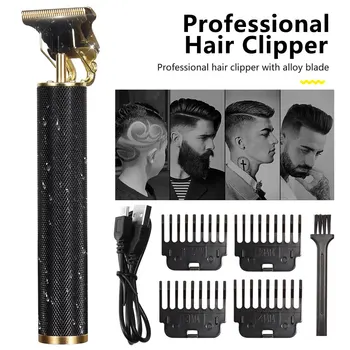 Реколта електрическа безжична машина за подстригване на коса T9, професионален фризьорски тример за мъже, самобръсначка, запалка за оформяне на брада