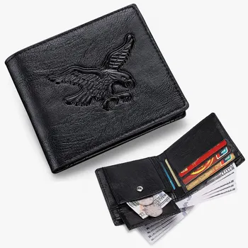 Нов мъжки кратък чантата с 3D релефни фигура на Орел, всекидневни портфейл за кредитни карти и монети