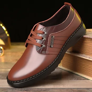 Мъжки обувки от естествена кожа, трендови универсални модела обувки, мъжки дишаща ежедневни обувки, британска черна бизнес обувки от естествена кожа