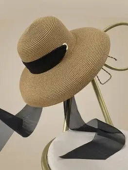 Нова лятна дамска плажна шапка-шапка, дамски ежедневни панама, дамски класически сламена шапка от слънцето, женски подарък
