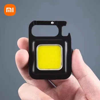 Xiaomi Мини led фенерче Работен светлина Акумулаторна ключодържател с отблясъци COB Преносим Фенер за нощуване на открито Малък лек тирбушон