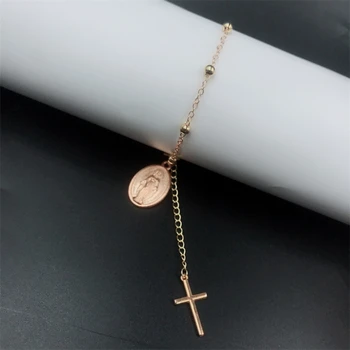 Кръгла метална гривна-броеници в полза на католическата мини-четок, гривна от мъниста за жени