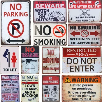 Старинните Метални консервени указателни табели, предупредителни За това, че няма места за паркиране, опасност за тоалетна, глупави хора няма, Художествен плакат, стенни дъска, Декор за гараж в кръчма