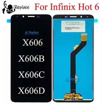 Черно 6,0 см За Infinix Hot 6 X606D X606C X606 X606B LCD Дисплей С Сензорен Екран Дигитайзер В Събирането на Резервни Части