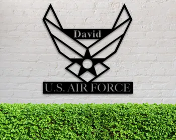 Персонализирани знак на офицер от ВВС от дърво/акрил, Знак за войник на военновъздушните сили, Индивидуален подарък за войник, Именен знак на един войник ВВС