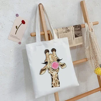 Пазарска чанта с жирафа, чанта-тоут, джутовая чанта еко bolsa bolsas de tela, чанта ecobag от юта по поръчка
