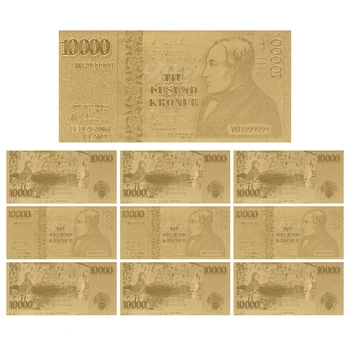 10 бр./компл. Исландската Позлатен Банкнота От 10 000 Крони Дума Валута Фалшиви Пари Банкноти Сувенири, Бизнес-Подаръци за Събиране