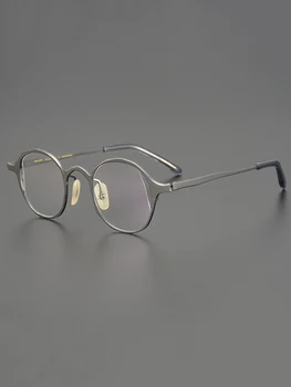 Дамски очила при късогледство, кръгли персонални очила, благородна класически рамки за очила, мъжки оптични очила от чист титан