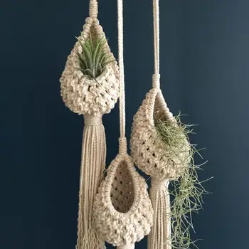 Подвесная кошница във формата на ананас за ландшафтен дизайн, памучно саксии от ресни за всекидневната, украса на балкона.