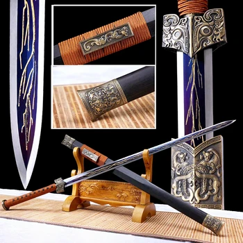 Нож с Цип модел от высокомарганцовистой стомана, меч с двоен ръб, китайски стил на династията Хан, кунг-фу/Тайчи, битката Джиан