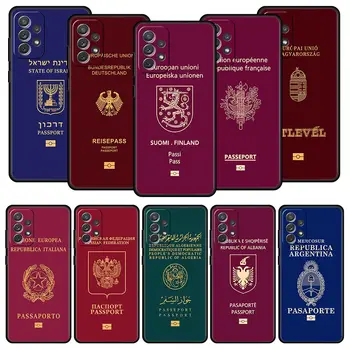 Флаг на Алжир, Русия, Калъф за телефон на паспорт Samsung A51 A71 A21S A12 A11 A31 A41 A03s A52 A22 A32 A13 в а23 A33 а a53 A73, калъф 5G
