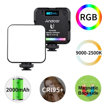 Andoer W64RGB RGB LED Video Light, Акумулаторна батерия Заполняющий Светлина за Снимане CRI95 + 2500 K-9000 K С с регулируема яркост на 20 Светлинни ефекти