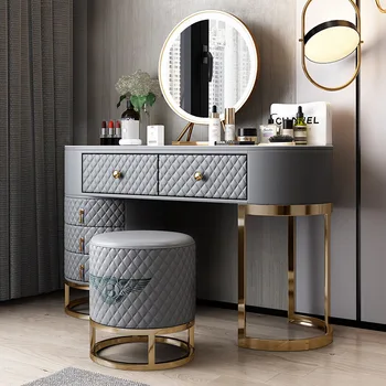 Италиански минималистичен тоалетка, масичка за грим, гардероб за съхранение на мебелите в спалнята, огледало за грим, столче за грим 1.2 овална форма
