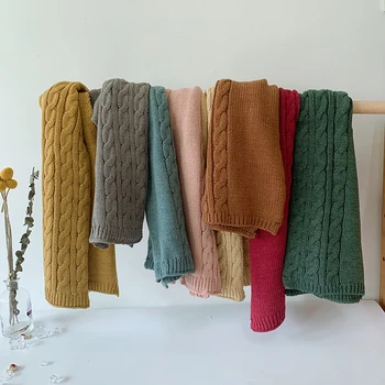 Детски шал в ретро стил, вязаный за пролет, есен и зима, топъл шал на половин оборот, шал, обикновен шал за възрастни