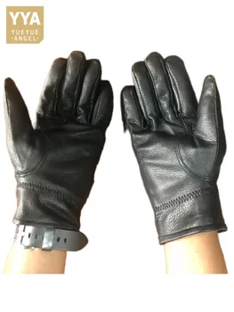 Зимни мъжки ръкавици за шофиране от коза кожа с отделни пръсти, Унисекс, женски, черно, за каране на мотоциклет, Дебела топла руното лигавицата, Ръкавици от естествена кожа