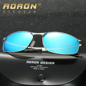 Слънчеви очила мъжки поляризирани Класически очила за нощно Виждане за шофиране в квадратен стил с покритие от пружинен сплав за краката Огледални очила