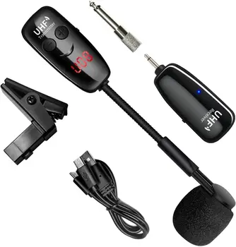 Микрофон за безжичен инструмент UHF|Скоба на микрофона за цигулка - Led екран, китара рог, тръба, с микрофон за