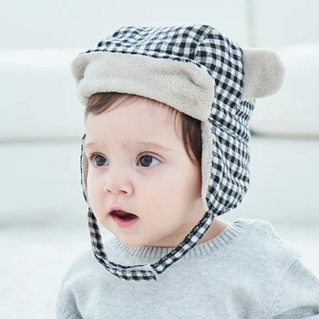 Сладко детска шапчица с мрежи, зимна топла плюшен капачка за малки момчета и момичета, качулка, външни защита на ушите, детска шапка за деца, детски аксесоари