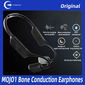 Слушалки Mojawa с костна проводимост MOJO 1 Безжични Bluetooth слушалки с отворени ушите с микрофон, шумопотискане, 8-часова батерия, слушалки IP67