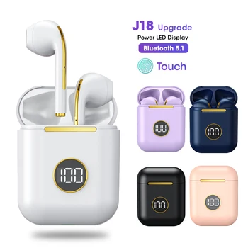 J18TWS Bluetooth 5.1 зарядно устройство ще захранване на Кутия За Слушалки Безжични Слушалки Стерео Слушалки в ушите с Микрофон За iOS/Android
