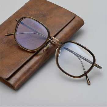 Реколта рамки за оптични точки от амониев титан, мъжки ретро квадратни очила, Дамски ултра-леки очила за късогледство с пълна рамки, предписани очила