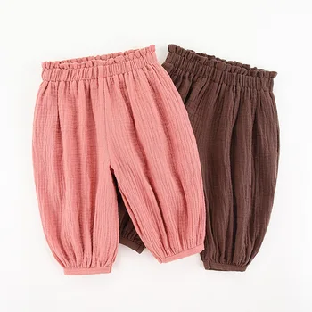 Пролетно-есенни памучни панталони-фенери от коноп, детски свободни панталони, бебешки дрехи, панталони, дишаща и ежедневни облекла за момичета и момчета